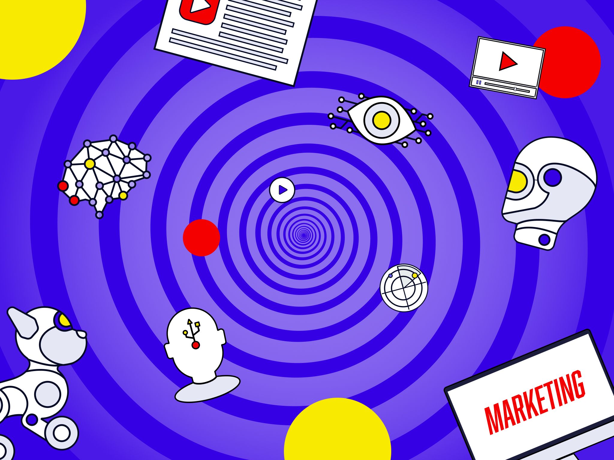 Illustration to represent AI and video marketing