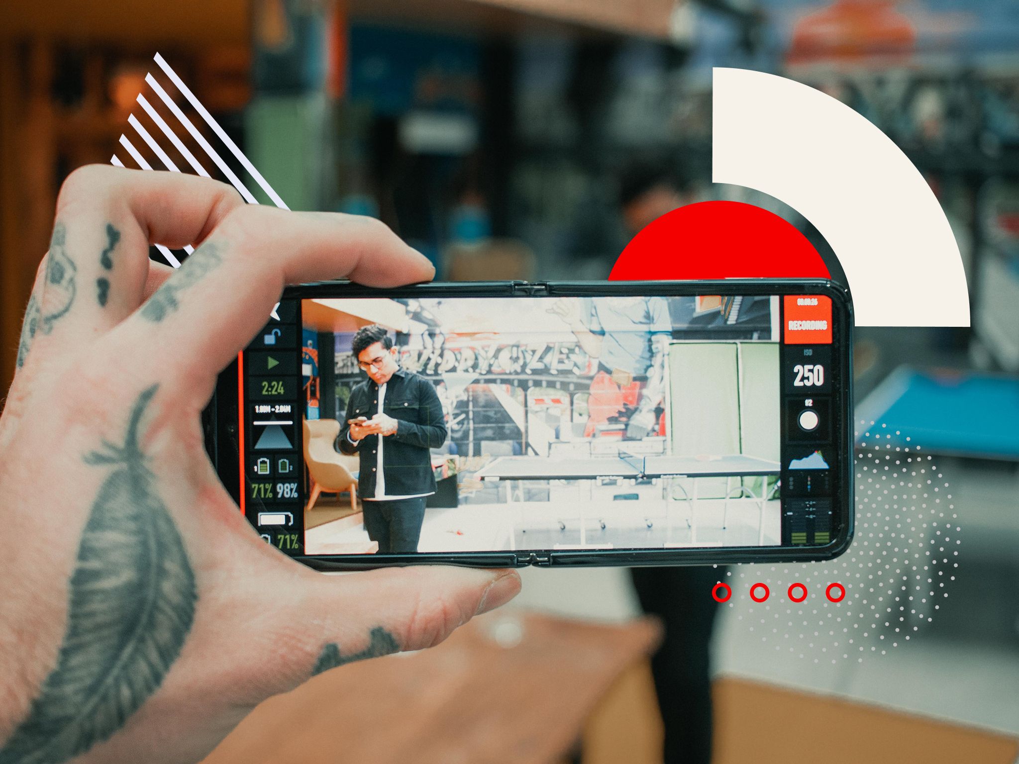 Founder Joey Xoto being filmed on a phone for social media videos.